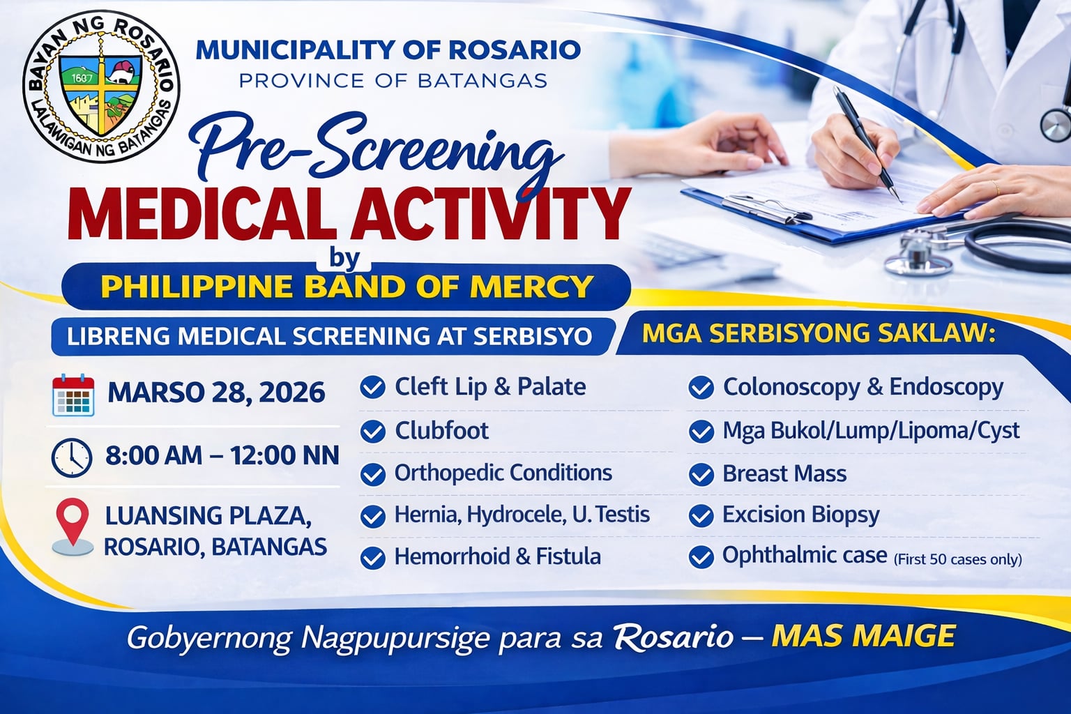 📢 𝐋𝐈𝐁𝐑𝐄𝐍𝐆 𝐌𝐄𝐃𝐈𝐂𝐀𝐋 𝐒𝐂𝐑𝐄𝐄𝐍𝐈𝐍𝐆 𝐒𝐀 𝐁𝐀𝐘𝐀𝐍 𝐍𝐆 𝐑𝐎𝐒𝐀𝐑𝐈𝐎, 𝐁𝐀𝐓𝐀𝐍𝐆𝐀𝐒!